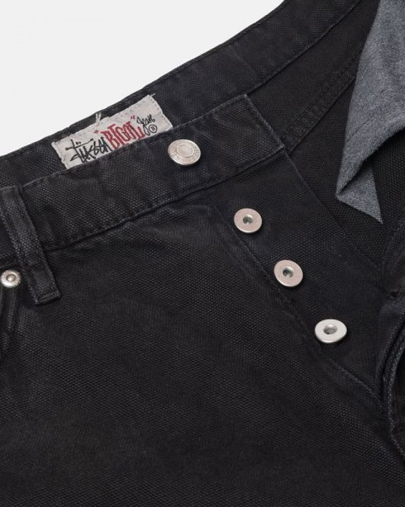 Black Stussy Big Ol' Washed Canvas Jeans | 4825JZGIS