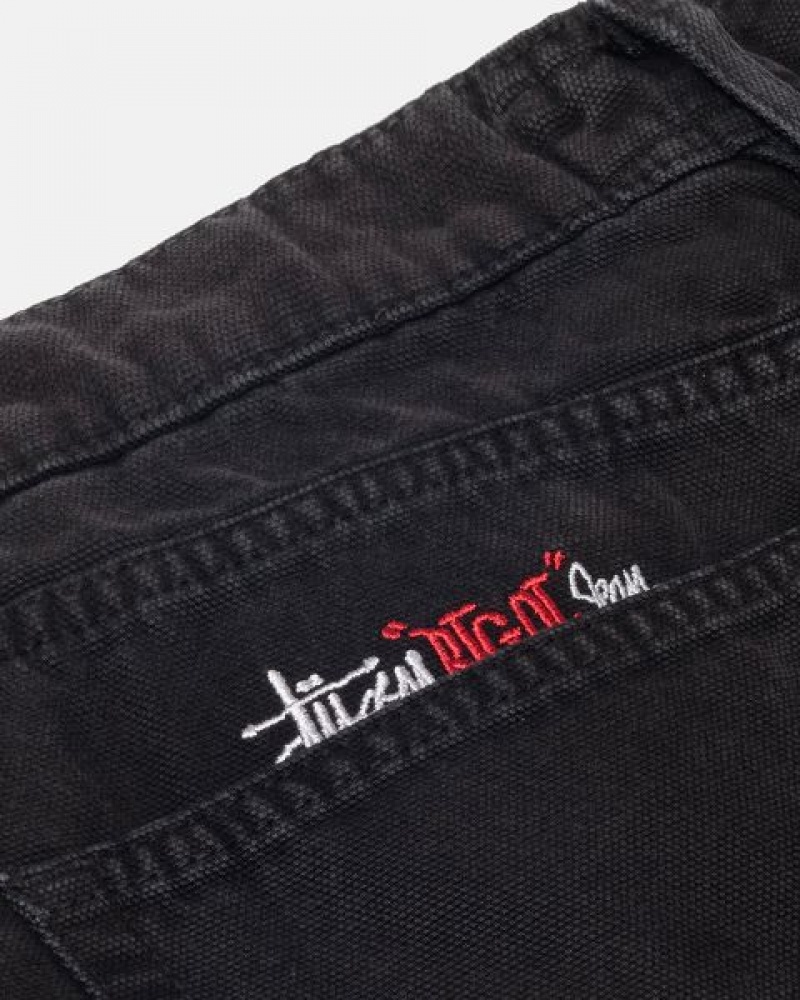 Black Stussy Big Ol' Washed Canvas Jeans | 4825JZGIS