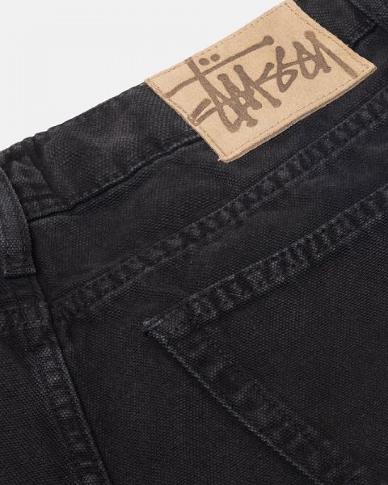 Black Stussy Big Ol' Washed Canvas Jeans | 4825JZGIS