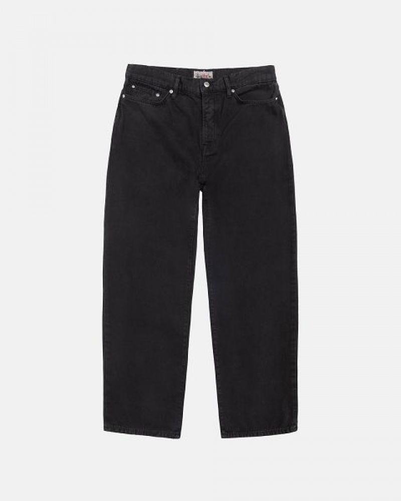 Black Stussy Big Ol\' Washed Canvas Jeans | 4825JZGIS