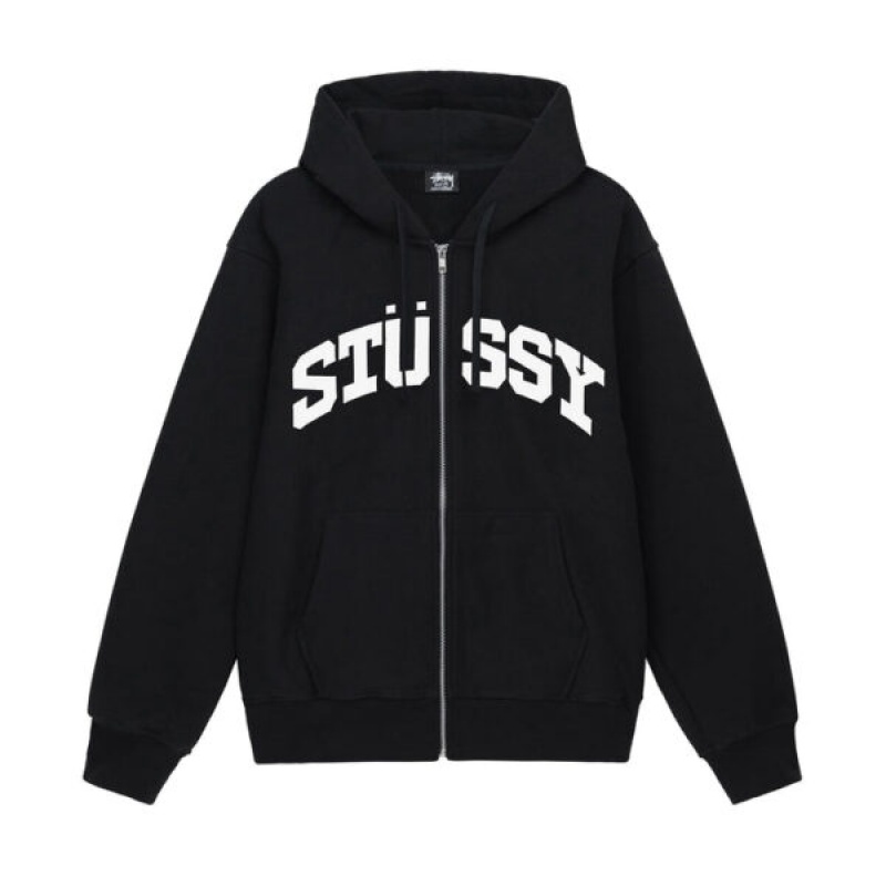 Black Stussy Block Sport Zip Hoodie | 9164REBHO