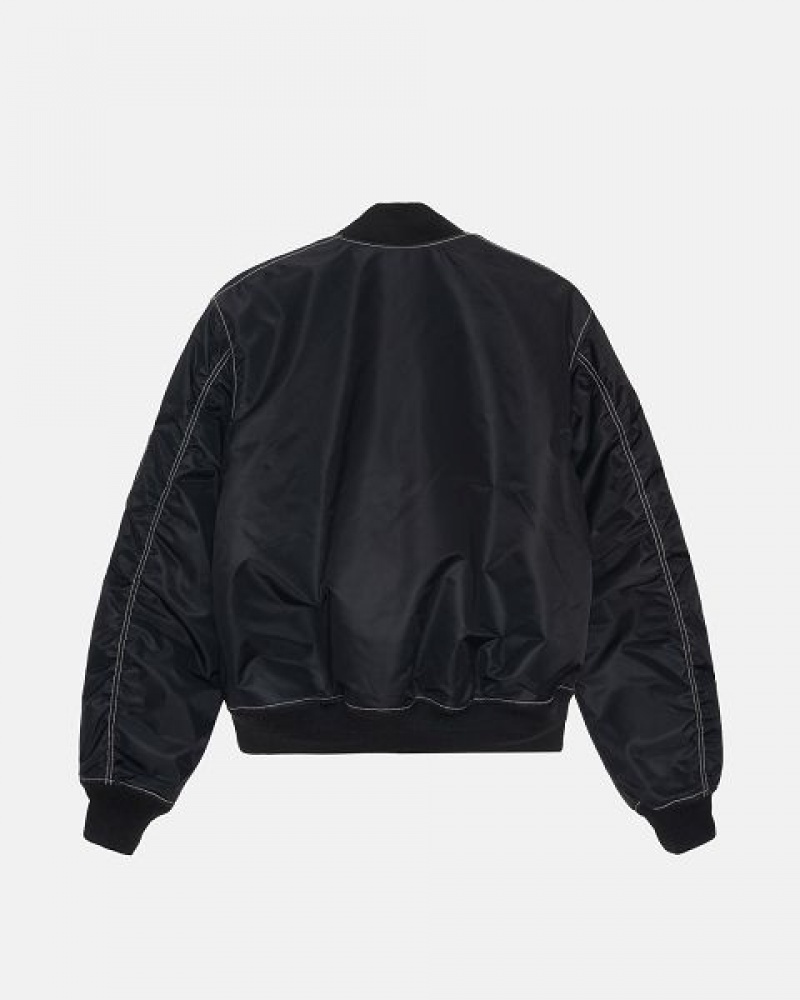 Black Stussy Built Reversible Bomber Jackets | 1507OKVIQ