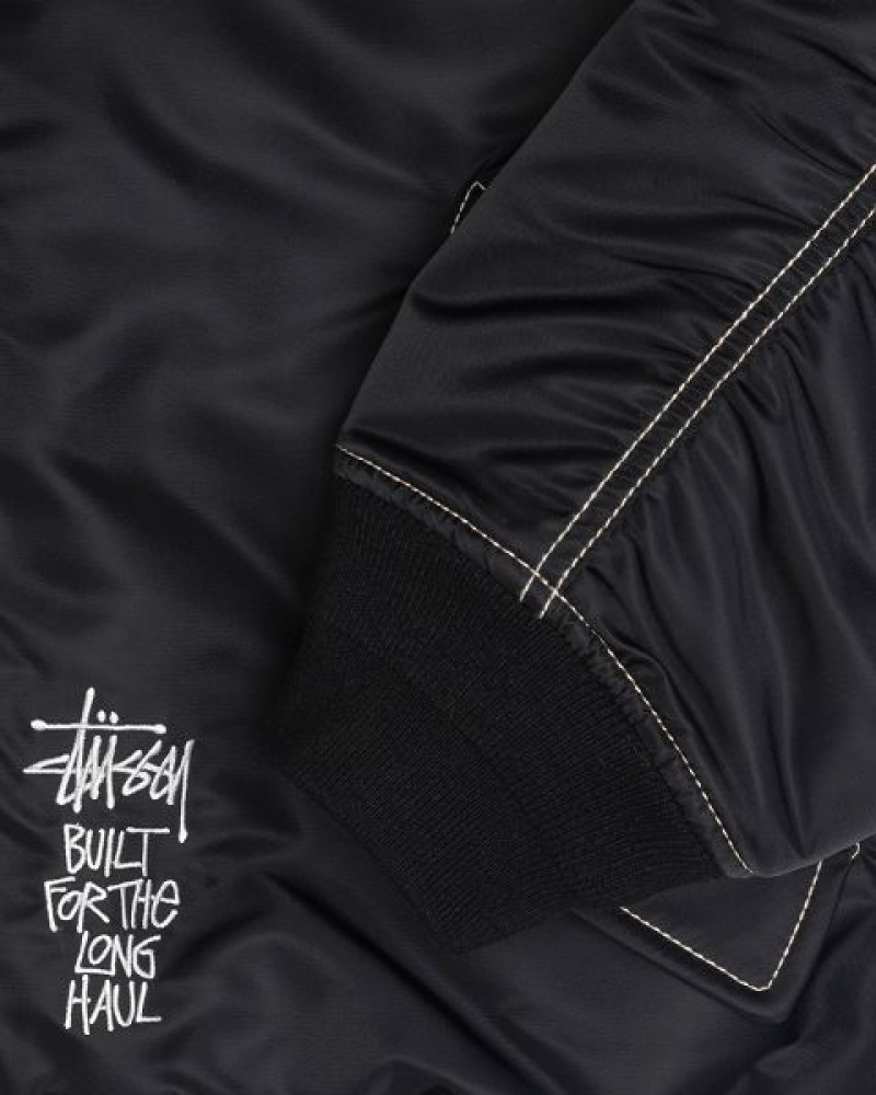 Black Stussy Built Reversible Bomber Jackets | 1507OKVIQ