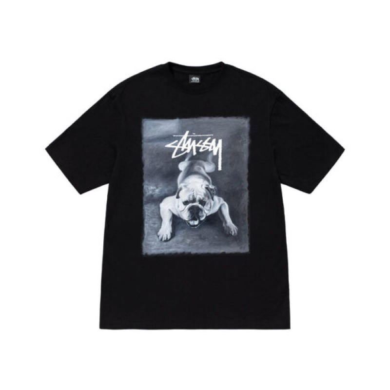 Black Stussy Bulldog T Shirts | 3049NJPRQ