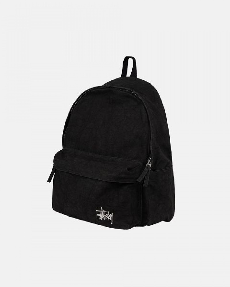 Black Stussy Canvas Backpacks | 4082LRGOH