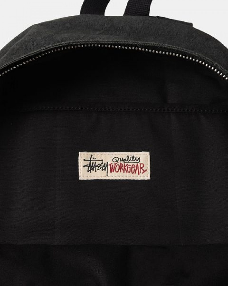 Black Stussy Canvas Backpacks | 4082LRGOH