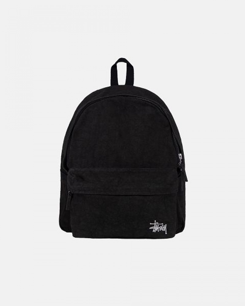 Black Stussy Canvas Backpacks | 4082LRGOH