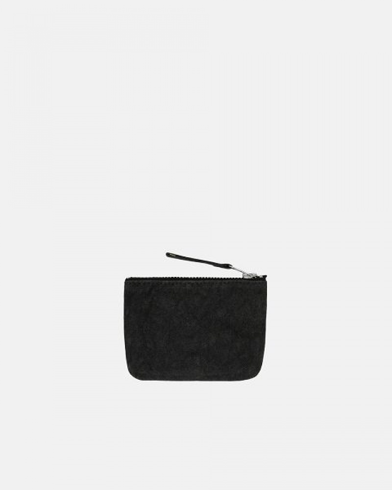 Black Stussy Canvas Coin Purses | 6591GLDNV