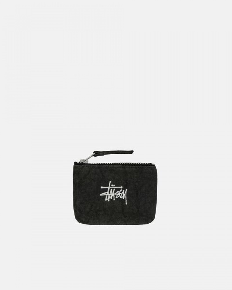 Black Stussy Canvas Coin Purses | 6591GLDNV