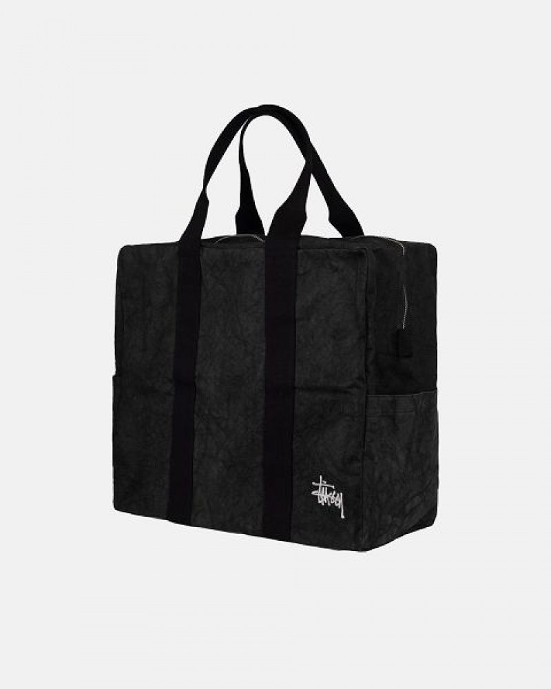 Black Stussy Canvas Flight Tote Bags | 1307FYQLT