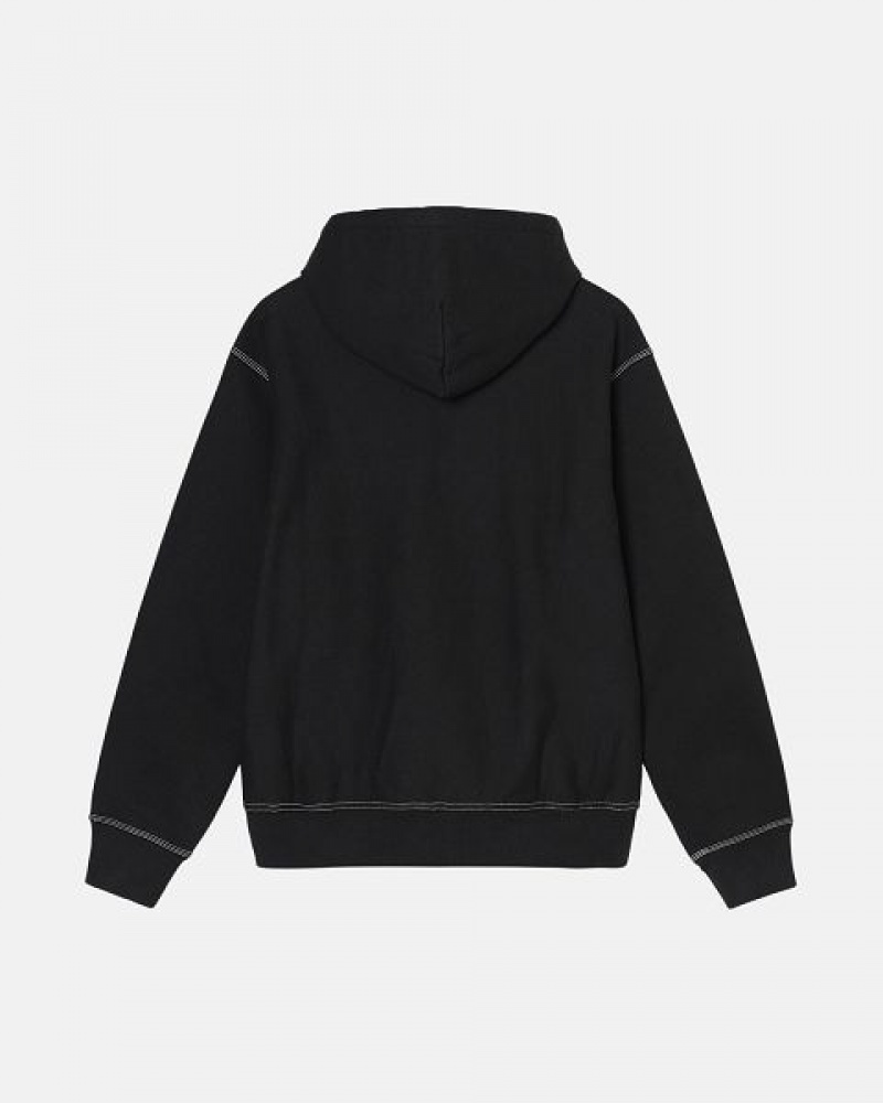 Black Stussy Contrast Stitch Label Hoodie | 2371RNDEI