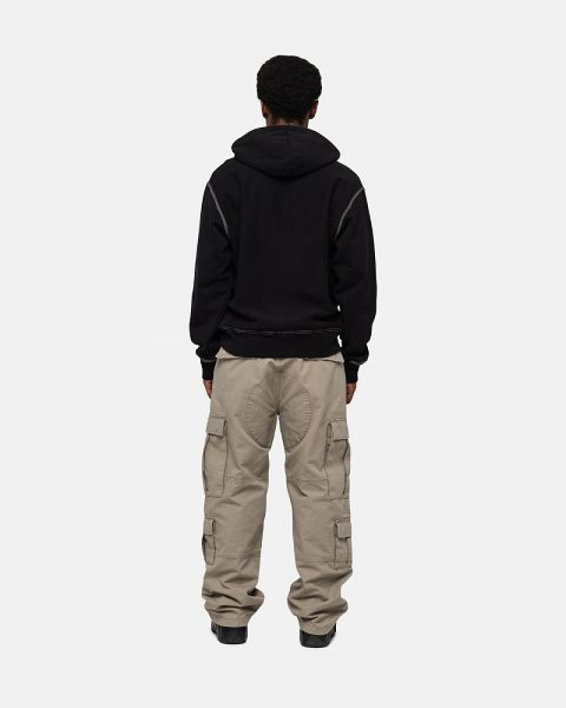 Black Stussy Contrast Stitch Label Hoodie | 2371RNDEI