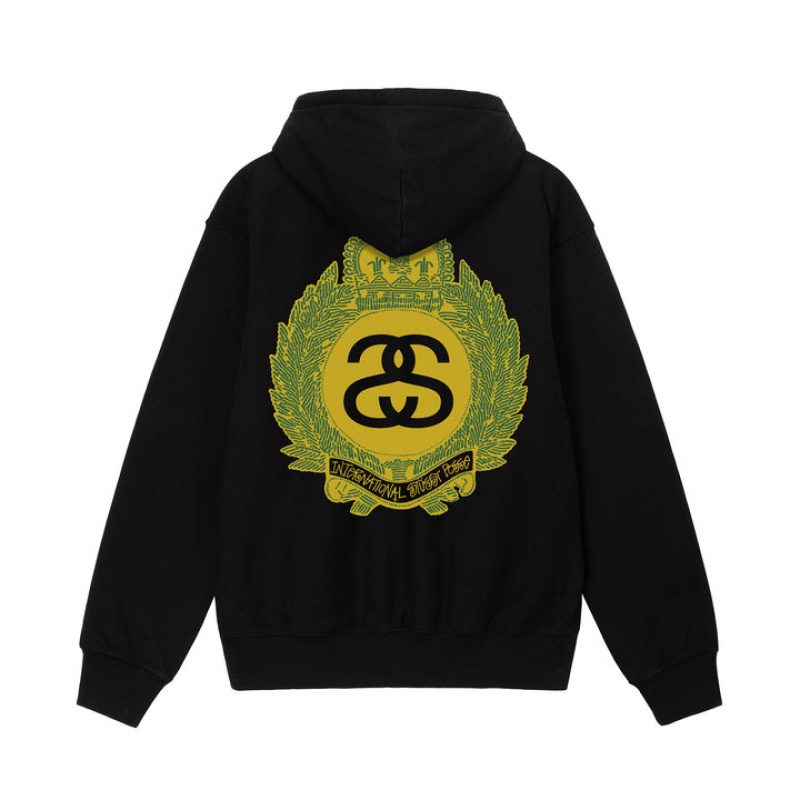 Black Stussy Crown Wreath Hoodie | 7369NCTUL