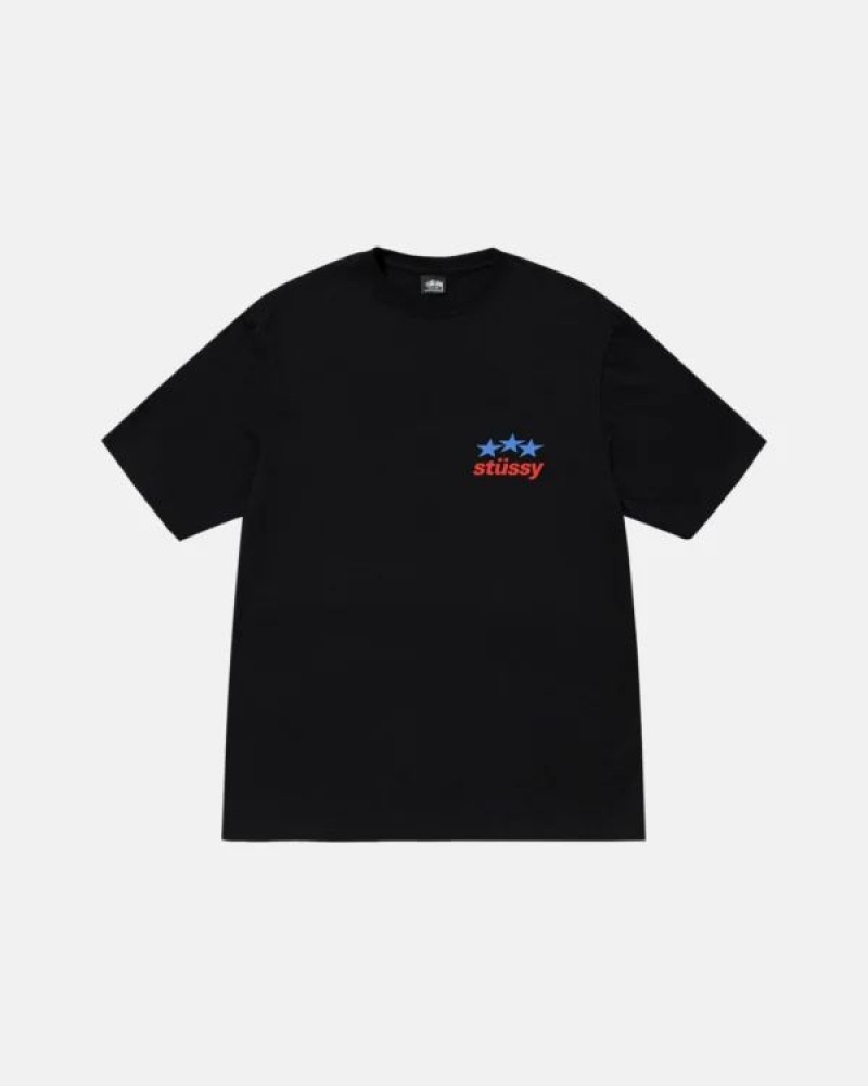 Black Stussy Designs Usa T Shirts | 9654JPARE