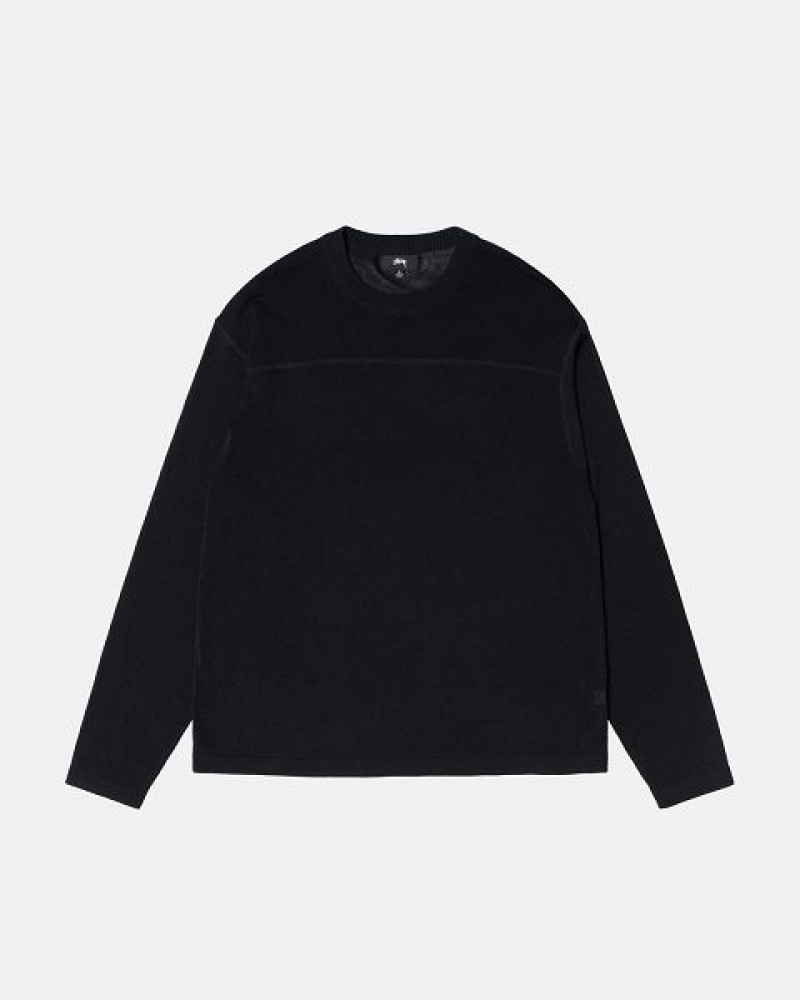 Black Stussy Football Sweaters | 2381FVJOS