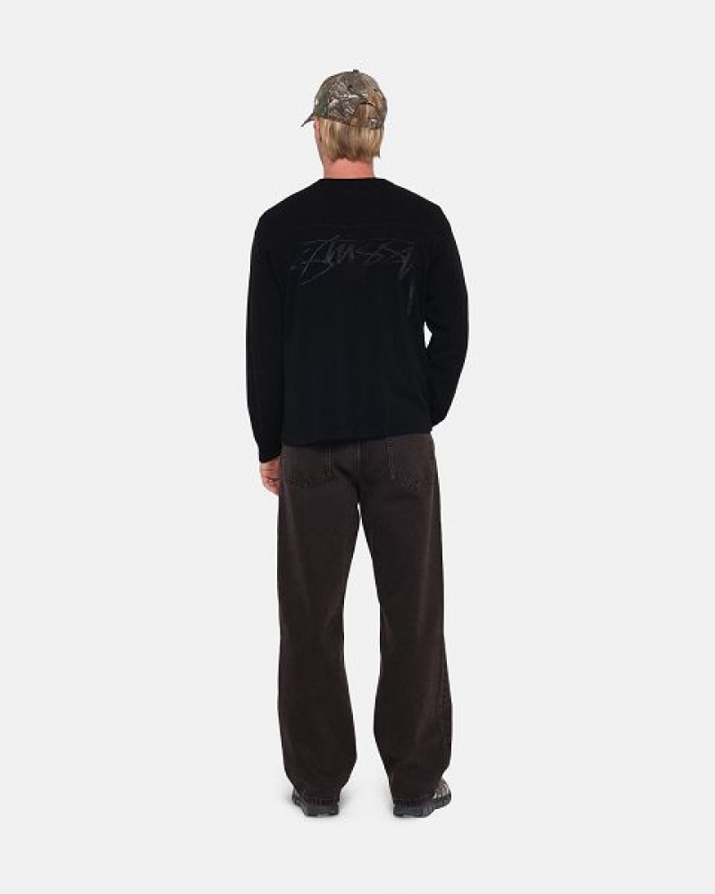 Black Stussy Football Sweaters | 2381FVJOS