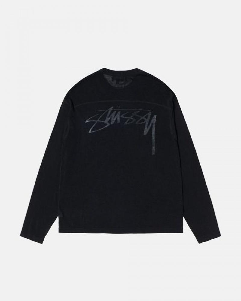 Black Stussy Football Sweaters | 2381FVJOS