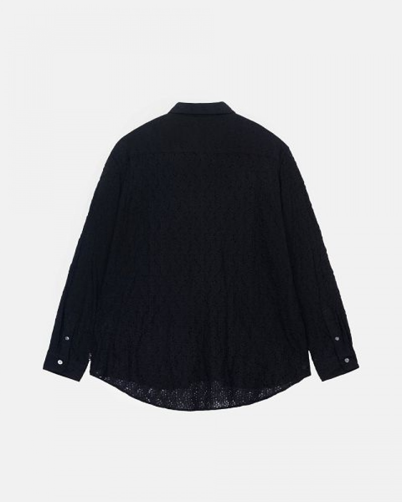 Black Stussy Lace Ls Shirts | 8125UDOKX