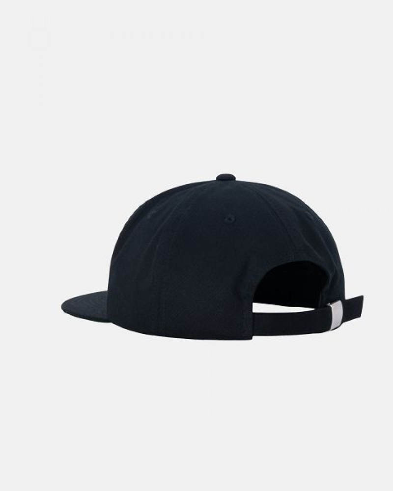 Black Stussy Mid-depth Stu Arch Strapback Caps | 4653RJFZI