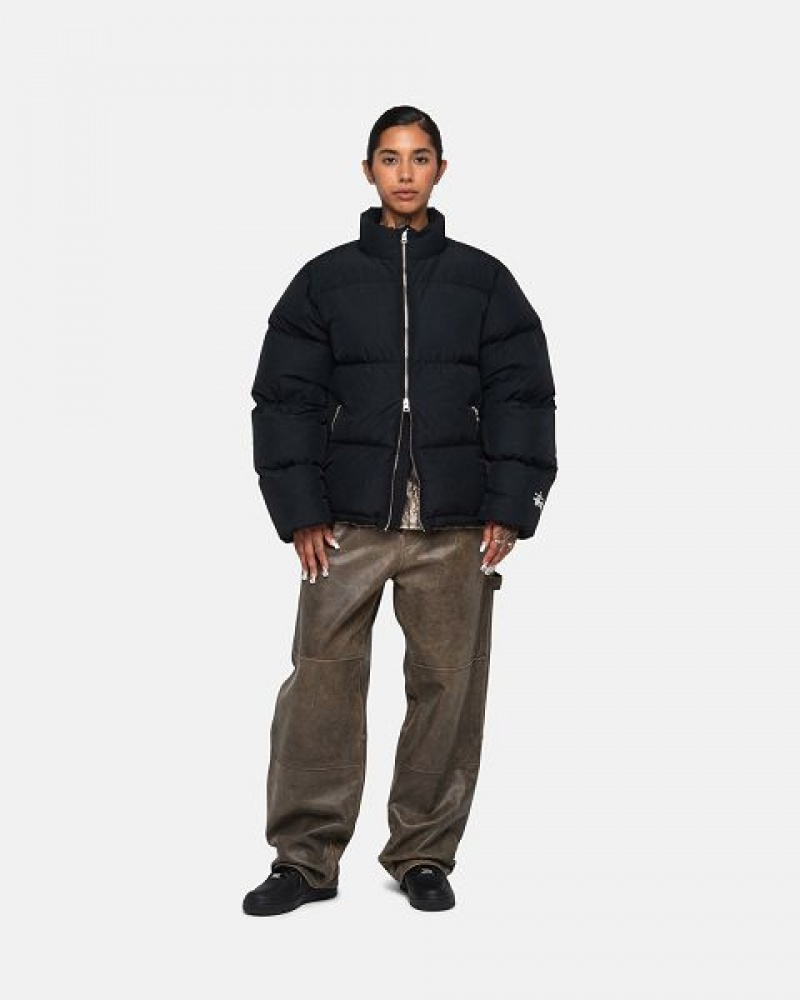 Black Stussy Nylon Down Jackets | 2719HPLMZ