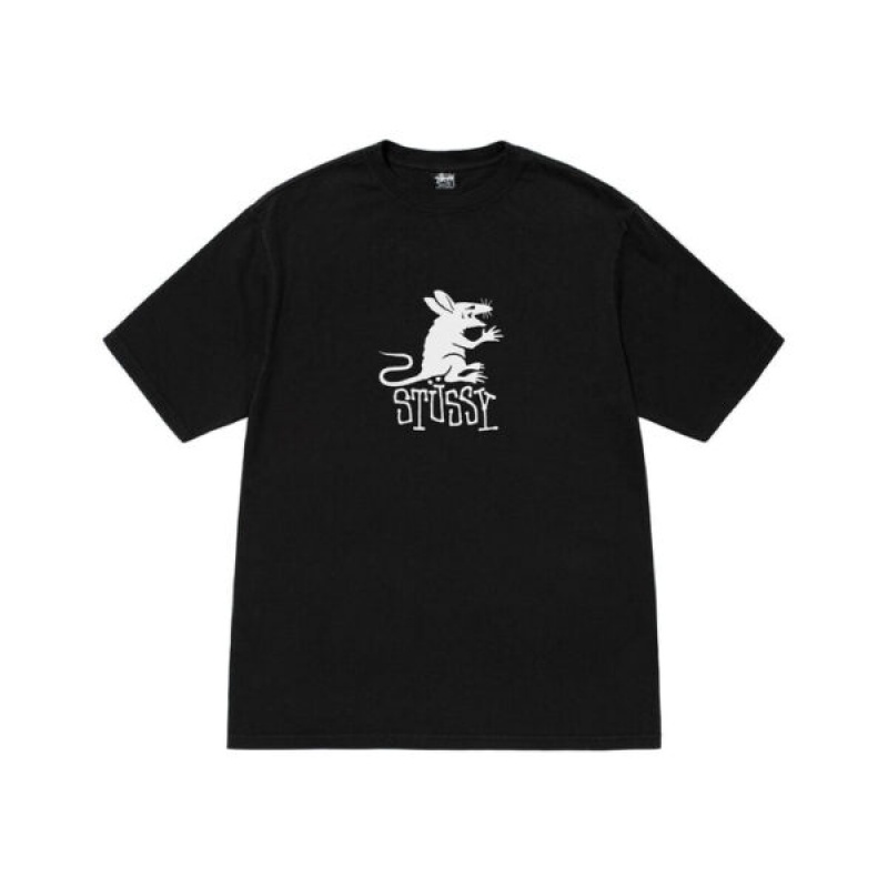 Black Stussy Rat Pigment Dyed T Shirts | 2945GSREA