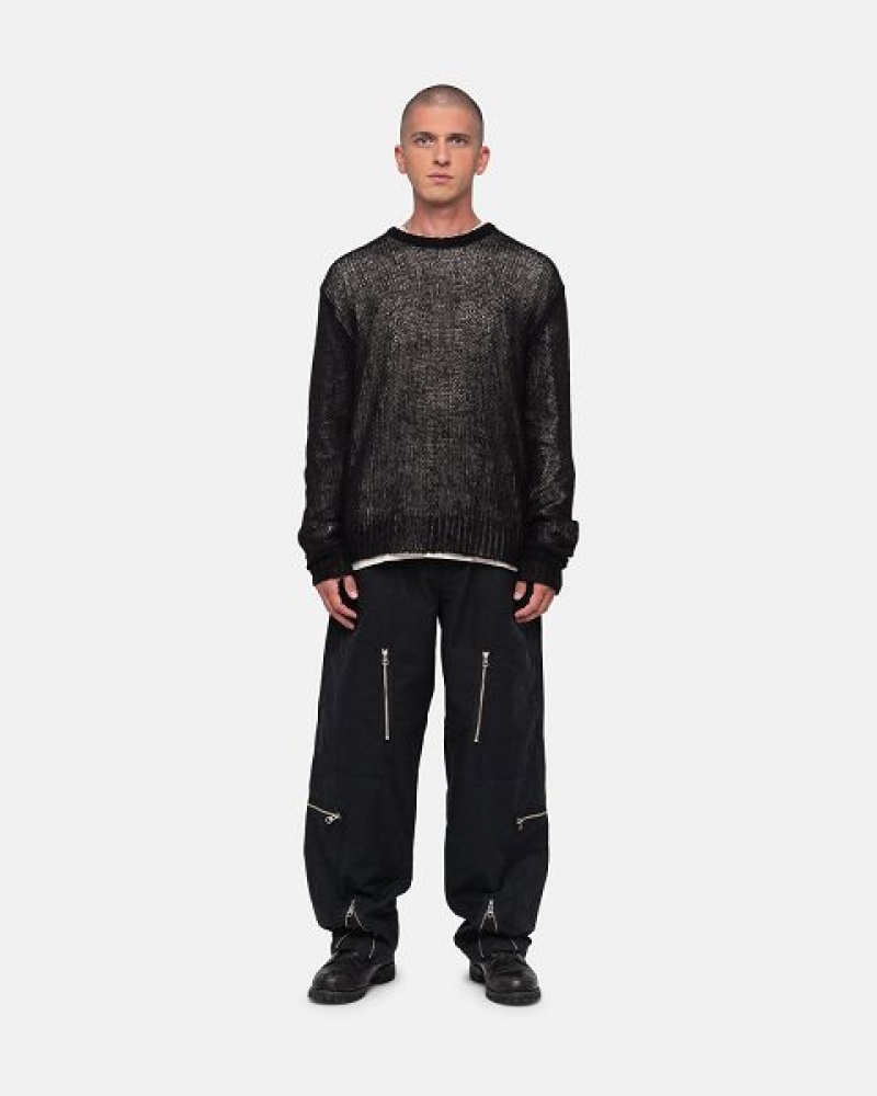 Black Stussy S Loose Knit Sweaters | 1690KRMQE