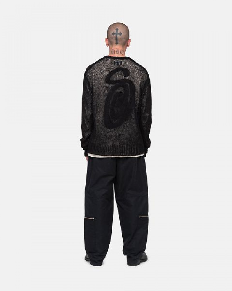 Black Stussy S Loose Knit Sweaters | 1690KRMQE