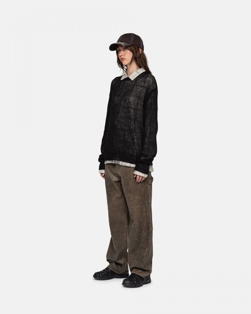 Black Stussy S Loose Knit Sweaters | 1690KRMQE