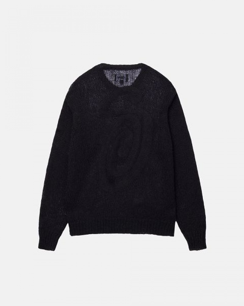 Black Stussy S Loose Knit Sweaters | 1690KRMQE