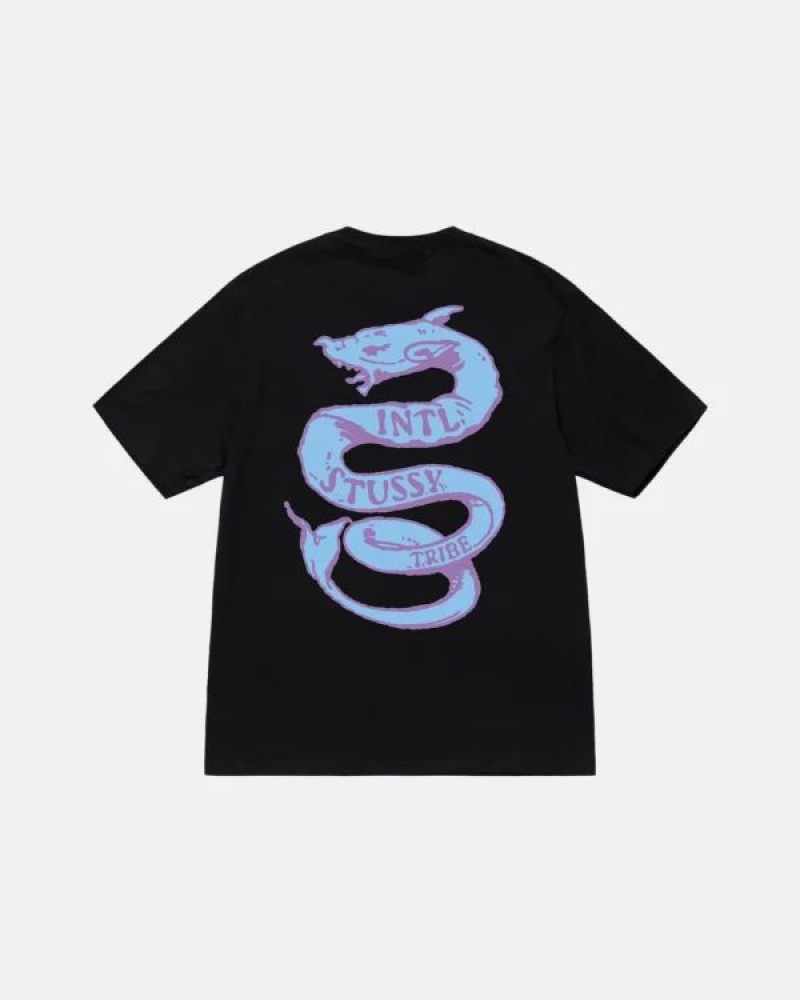 Black Stussy Serpent T Shirts | 4951QCOPU