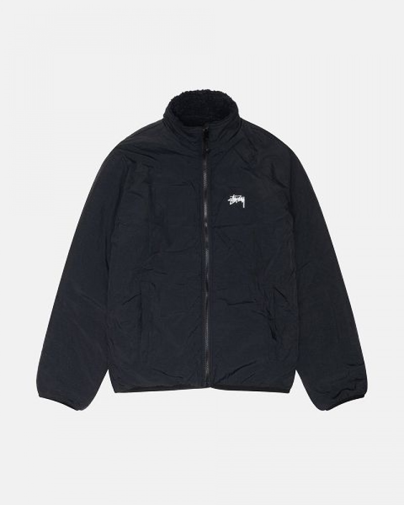 Black Stussy Sherpa Reversible Jackets | 7958JYQRW