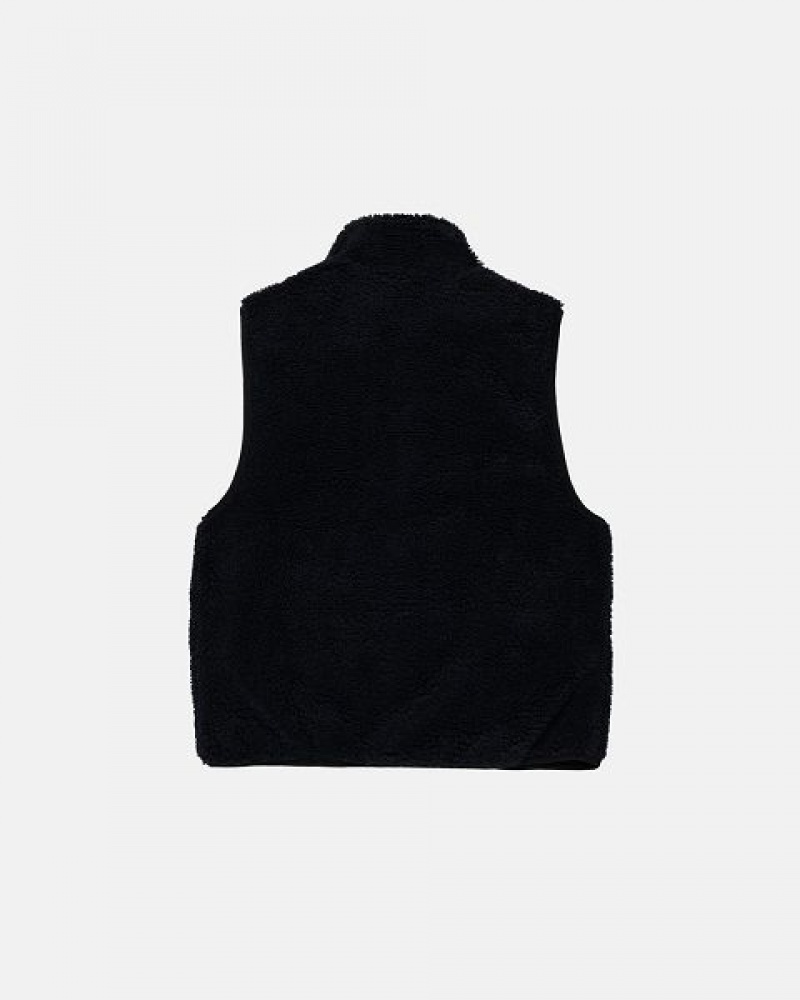 Black Stussy Sherpa Reversible Vest | 1795LGRPK