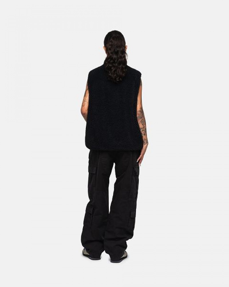 Black Stussy Sherpa Reversible Vest | 1795LGRPK