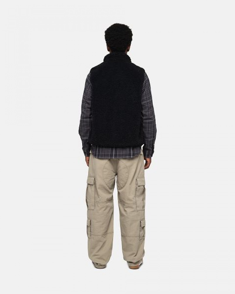 Black Stussy Sherpa Reversible Vest | 1795LGRPK