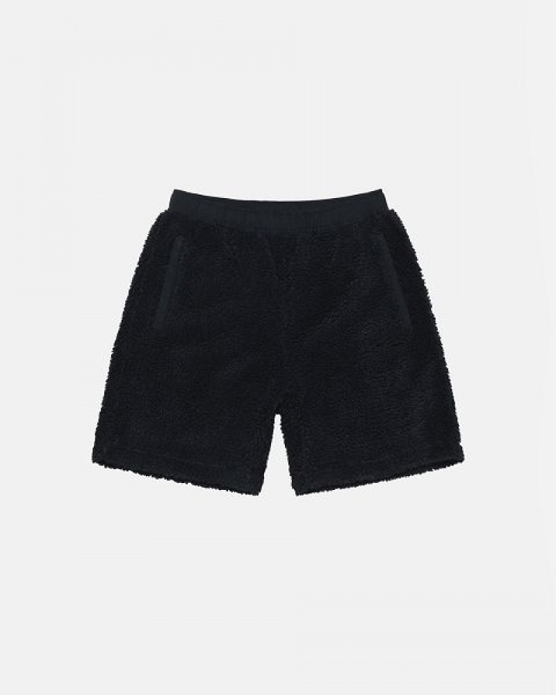 Black Stussy Sherpa Shorts | 6035HOUNP