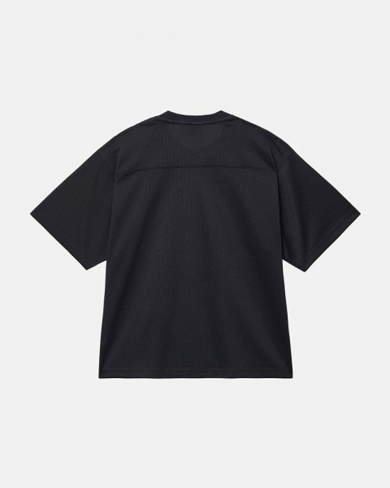 Black Stussy Sport Mesh Football Jersey | 4082FEKCD