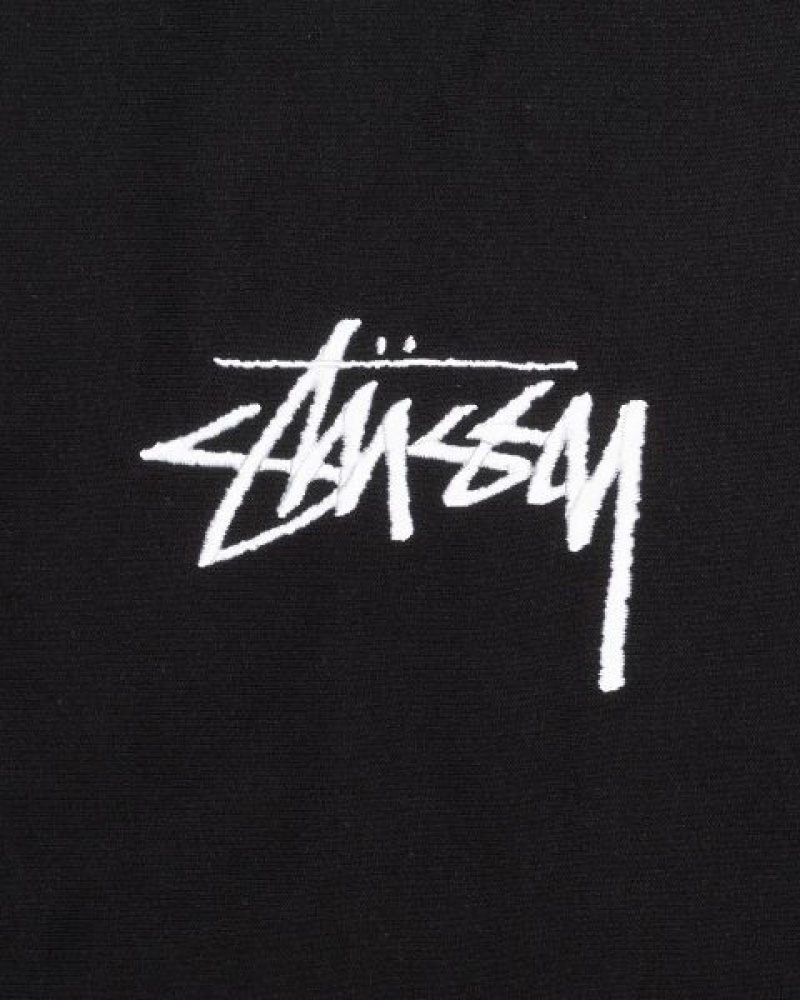 Black Stussy Stock Logo Applique Hoodie | 6125WYEOT