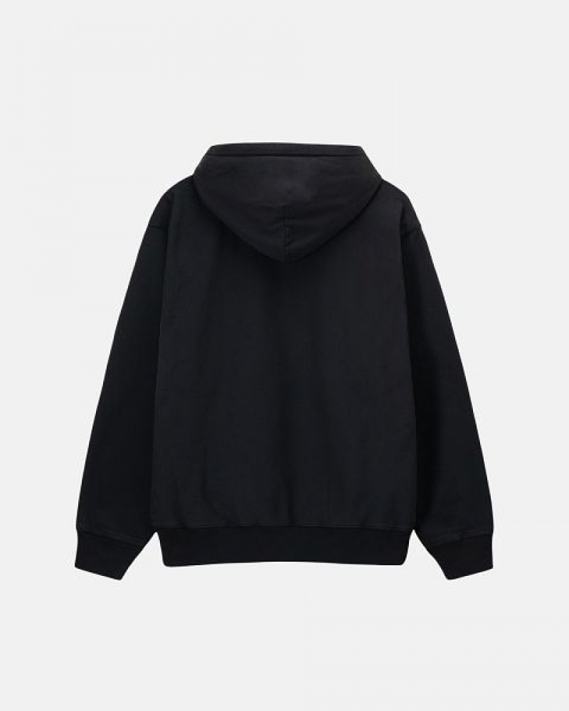 Black Stussy Stock Logo Hoodie | 9372ERSKD