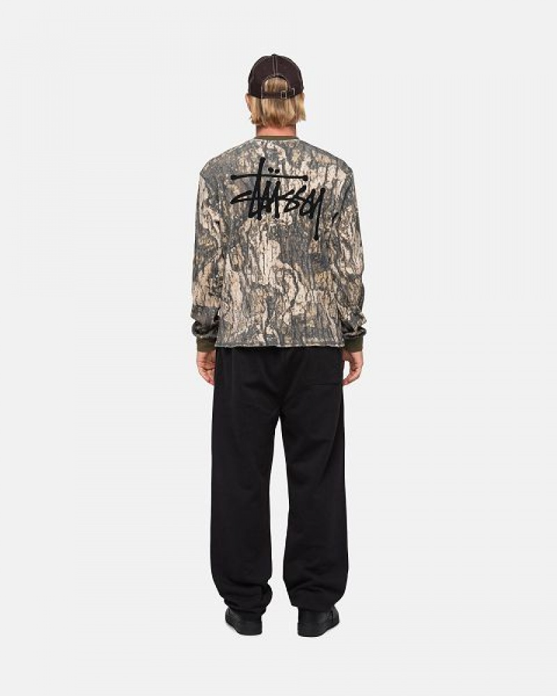 Black Stussy Stock Logo Sweatpants | 4378VGNID