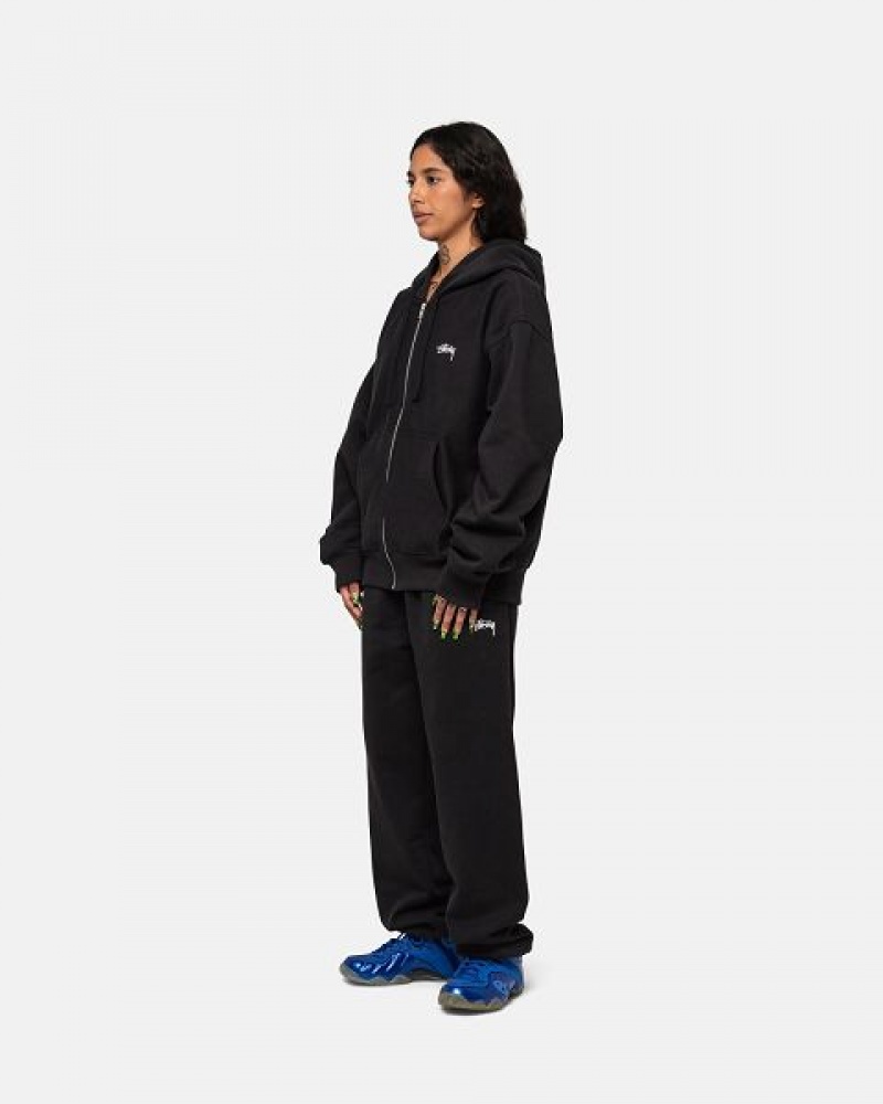 Black Stussy Stock Logo Sweatpants | 4378VGNID