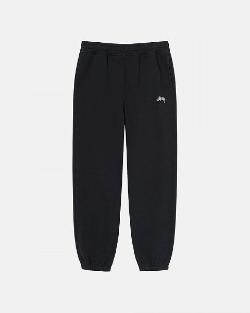 Black Stussy Stock Logo Sweatpants | 4378VGNID