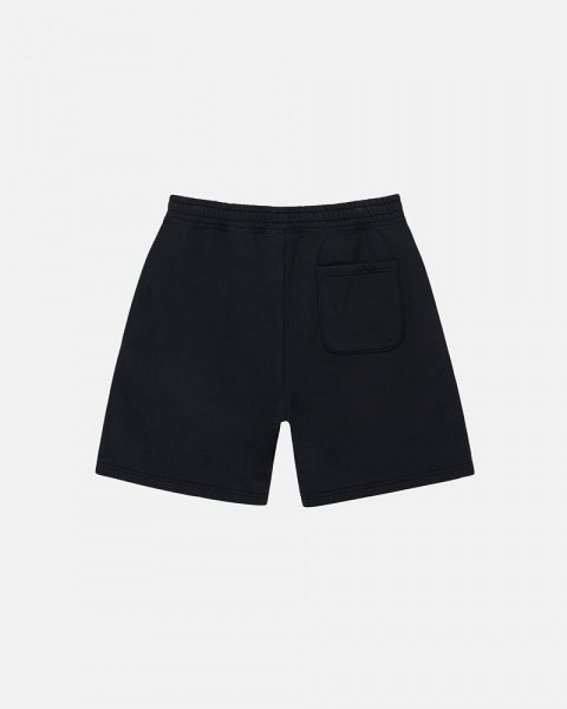 Black Stussy Stock Logo Sweats Shorts | 8152EYWHO