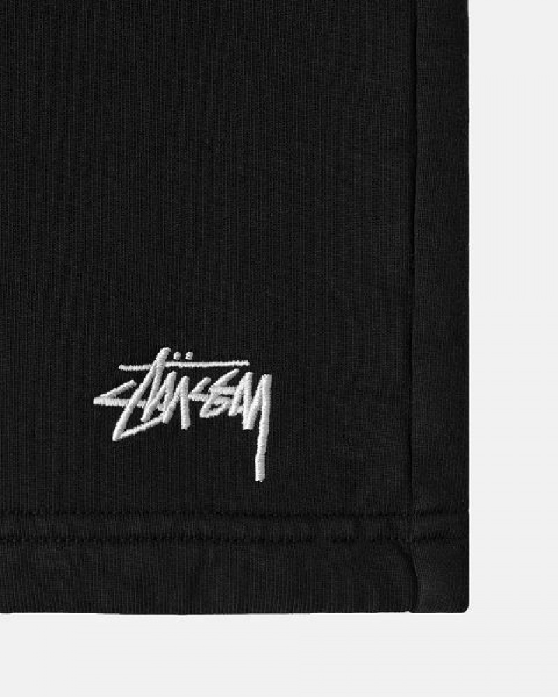 Black Stussy Stock Logo Sweats Shorts | 8152EYWHO