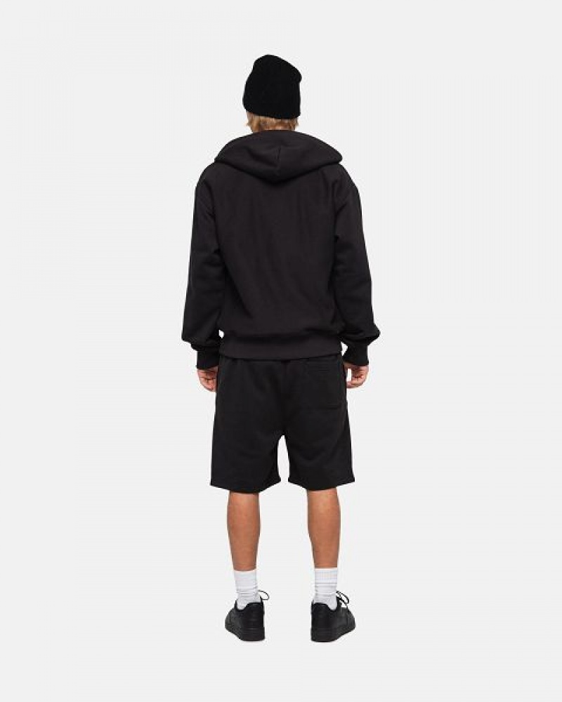 Black Stussy Stock Logo Sweats Shorts | 8152EYWHO