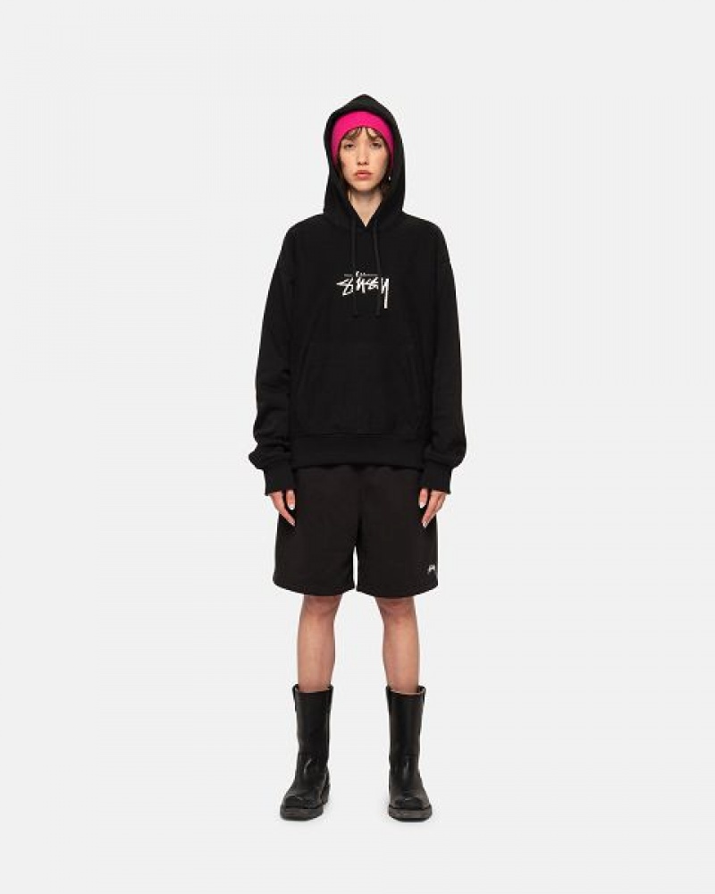 Black Stussy Stock Logo Sweats Shorts | 8152EYWHO