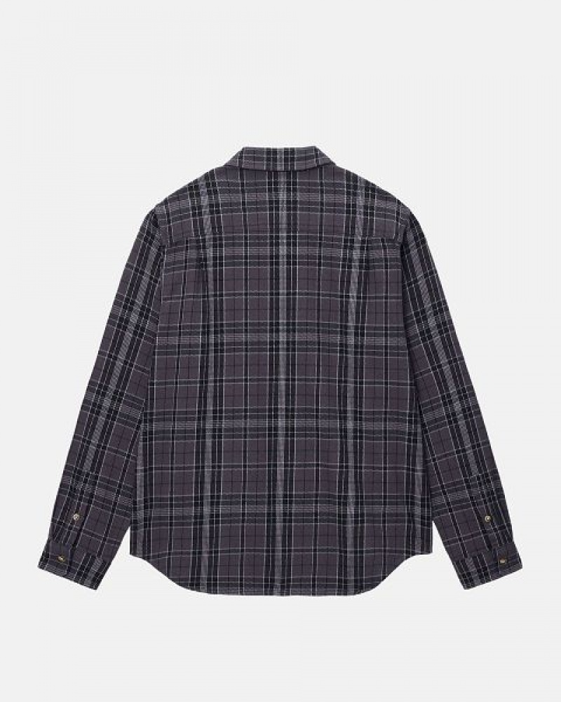 Black Stussy Stones Plaid Shirts | 9483UISBM