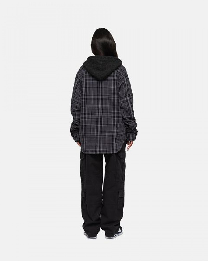 Black Stussy Stones Plaid Shirts | 9483UISBM