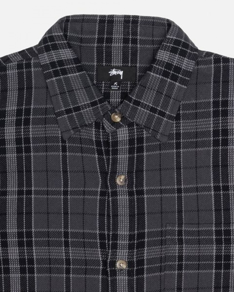 Black Stussy Stones Plaid Shirts | 9483UISBM