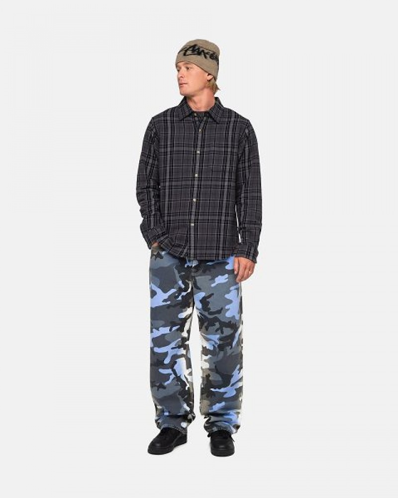 Black Stussy Stones Plaid Shirts | 9483UISBM