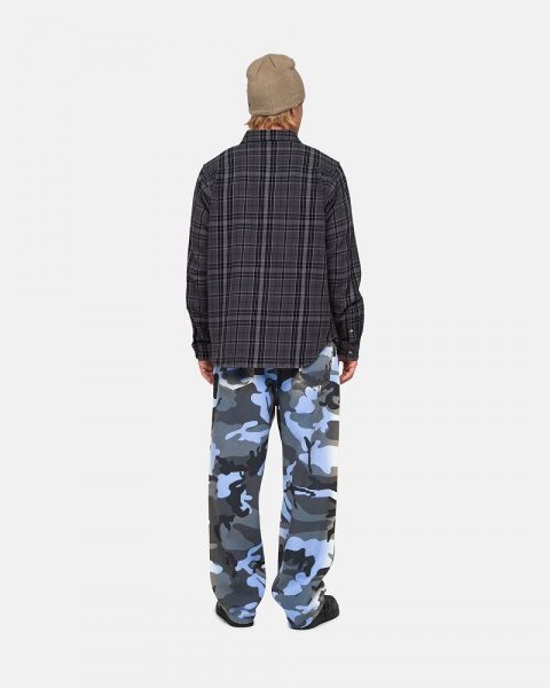 Black Stussy Stones Plaid Shirts | 9483UISBM